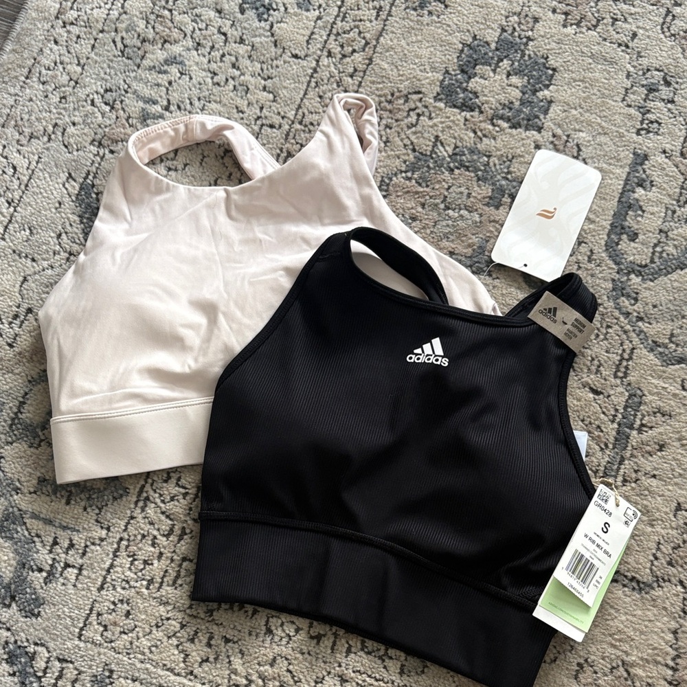 Adidas Women's Black Sports Bra. Fabletics Women’s Pink Sports Bra
